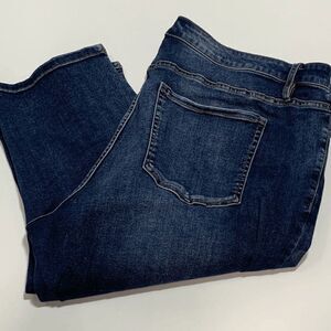 Lane Bryant Womens Pedal Jeans Signature Fit Skinny Capri Dark Blue Wash Size 24